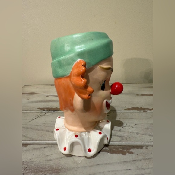 Vintage Scary Clown Head Ceramic Planter Holder 1950s Napco Ware (Japan) - Picture 4 of 8